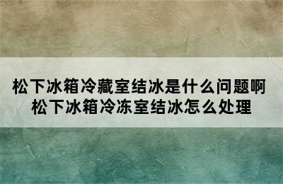 松下冰箱冷藏室结冰是什么问题啊 松下冰箱冷冻室结冰怎么处理